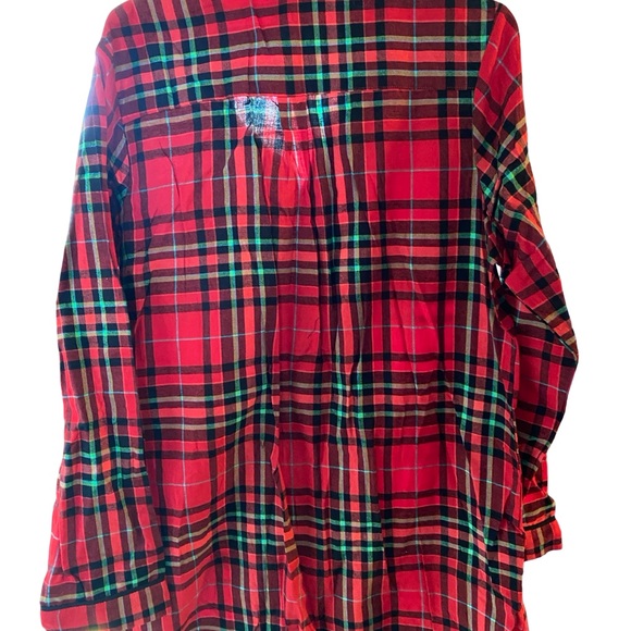 Red Plaid Button-Up Night Shirt - Picture 2 of 4